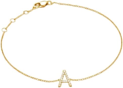 Genuine Gold Initial Bracelets for Women Natural Diamond Bracelets for Women in 10K Yellow Gold Letter Bracelet Natural Diamond Initial Jewelry Gifts for Her in Saudi Arabia