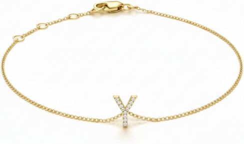 Genuine Gold Initial Bracelets for Women Natural Diamond Bracelets for Women in 10K Yellow Gold Letter Bracelet Natural Diamond Initial Jewelry Gifts for Her in Saudi Arabia