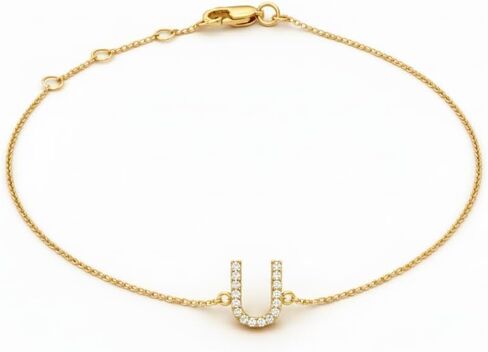 Genuine Gold Initial Bracelets for Women Natural Diamond Bracelets for Women in 10K Yellow Gold Letter Bracelet Natural Diamond Initial Jewelry Gifts for Her in Saudi Arabia