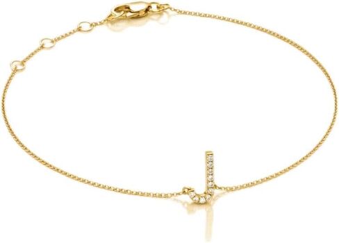 Genuine Gold Initial Bracelets for Women Natural Diamond Bracelets for Women in 10K Yellow Gold Letter Bracelet Natural Diamond Initial Jewelry Gifts for Her in Saudi Arabia