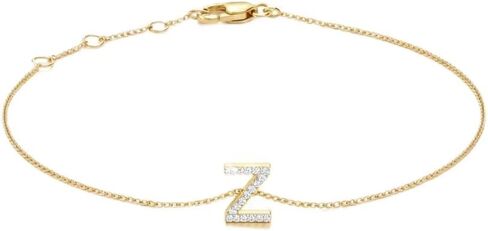 Genuine Gold Initial Bracelets for Women Natural Diamond Bracelets for Women in 10K Yellow Gold Letter Bracelet Natural Diamond Initial Jewelry Gifts for Her in Saudi Arabia