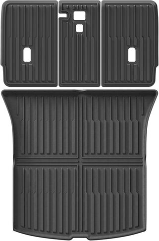 9PCS Full Set of Floor Mats for New 2025 2026 Tesla Model Y Juniper 5-Seats All Weather TPE Front Rear Trunk Cargo Liner Backrest Mats Frunk Mat Accessories Black in Kuwait