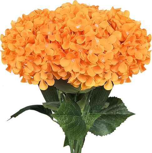 Subacy 6 PCS Artificial Hydrangea Flowers, Faux Silk Hydrangea with Long Stems, Home Wedding Decor, Table Centerpieces, Party Decorations(Caramel) in Saudi Arabia