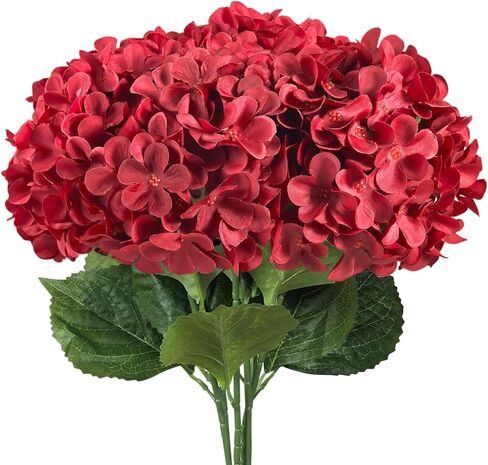 Subacy 6 PCS Artificial Hydrangea Flowers, Faux Silk Hydrangea with Long Stems, Home Wedding Decor, Table Centerpieces, Party Decorations(Caramel) in Saudi Arabia