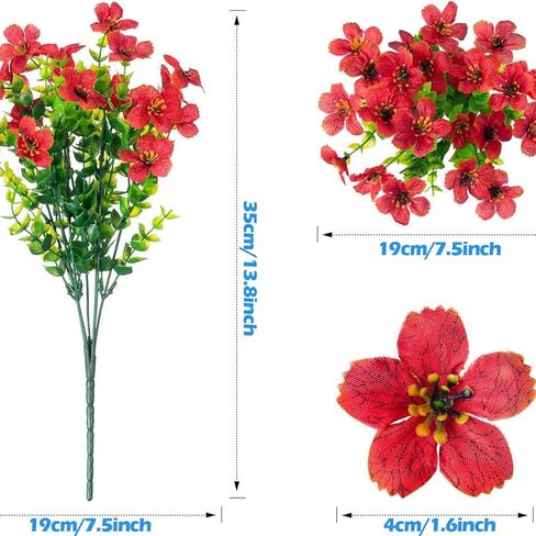 8 Bundles Artificial Flowers for Outdoor Indoor Garden Home Decoration, Faux Flower with Eucalyptus Leaves Fake Plants Greenery Boxwood Porch Patio, Mix Colors in Saudi Arabia