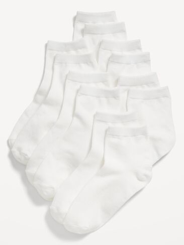 Old Navy Quarter-Crew Socks 6-Pack for Girls - White in Saudi Arabia