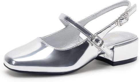 Hehainom Girls Heels Dress Shoes Mary Jane Chunky Low Heels Closed Square Toe Pumps Wedding Party Little Big Kids Shoes in Kuwait