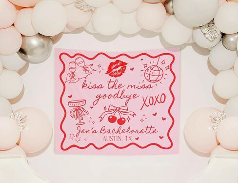 Kiss the Miss Goodbye Bachelorette Tapestry, Bridal Shower Decor, Bachelorette Party Decorations, Bridal Shower Gifts, Bach Weekend Banner in Saudi Arabia
