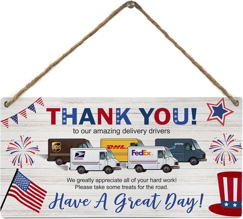 FLVGE Delivery Signs for Packages, Thank You To Our Amazing Delivery Driver Snack Sign Wood Wall Hanging Sign, Front Door Outdoor Package DeliveryBoxes Mail Box Sign in Saudi Arabia