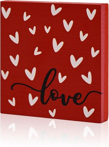 Smile Valentine's Day Wooden Decor, Happy Valentine's Day Heart - Shaped Ornament with Buffalo Plaid Bow, Valentine indoor Decoration in Saudi Arabia