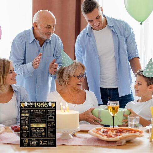 70th Birthday Party Decorations for Women Men, Black and Gold Back in 1956 Poster Wooden Sign, 70th Anniversary Birthday Table Decorations Party Favors in Saudi Arabia
