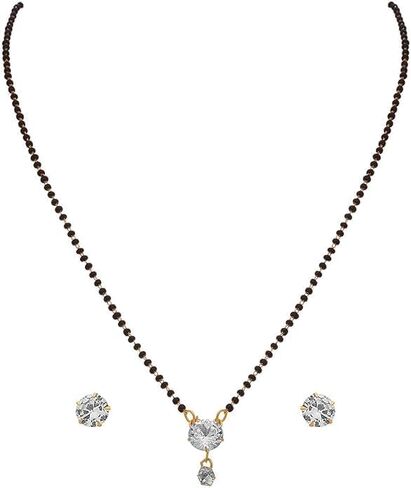 Mangalsutra Black Beads Chain with earring By The Great Indian Store in Saudi Arabia