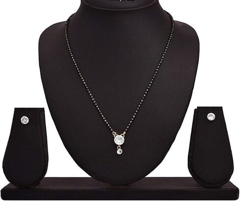 Mangalsutra Black Beads Chain with earring By The Great Indian Store in Saudi Arabia