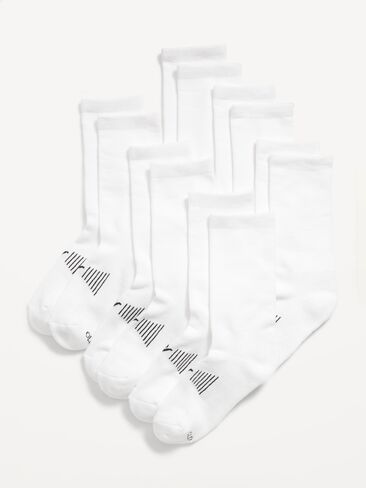 Old Navy Gender-Neutral Crew Go-Dry Socks 6-Pack for Kids - Solid White in Saudi Arabia
