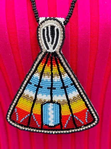 Handmade Beaded Tepee Necklace and Earrings Set, 17 Inch Drop, Multicolor with Czech Beads in Saudi Arabia