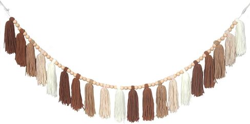 Pink and Green Yarn Wood Bead Tassel Garland Wall Hanging Decor Spring Easter Bunting Banner Tassels for Nursery Classroom Baby Shower Birthday Party Kids Room Bedroom Decorations in Saudi Arabia