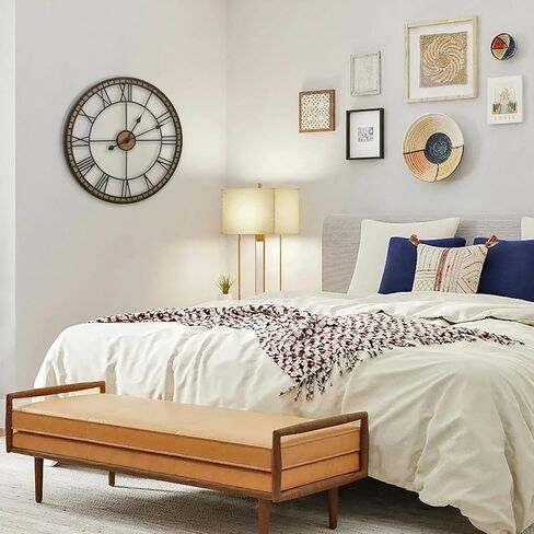 Micasso Non-Ticking Large Wall Clock : 20inch Modern Metal Black with Solid Wood Frame Silent Clock for Living Room/Bedroom/Kitchen - Home Decor for Fashion-Conscious (Style 1, 20-Inch) in Kuwait