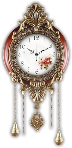 Aero Snail Large Size Retro Vintage Imperial Style Elegant Silent Wood Metal Wall Clock with Swinging Pendulum in Saudi Arabia