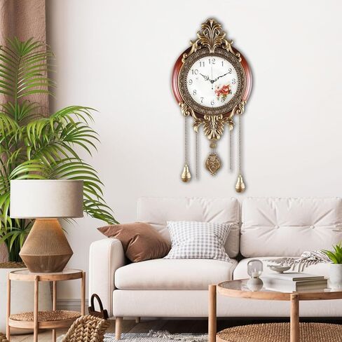 Aero Snail Large Size Retro Vintage Imperial Style Elegant Silent Wood Metal Wall Clock with Swinging Pendulum in Saudi Arabia