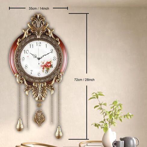 Aero Snail Large Size Retro Vintage Imperial Style Elegant Silent Wood Metal Wall Clock with Swinging Pendulum in Saudi Arabia