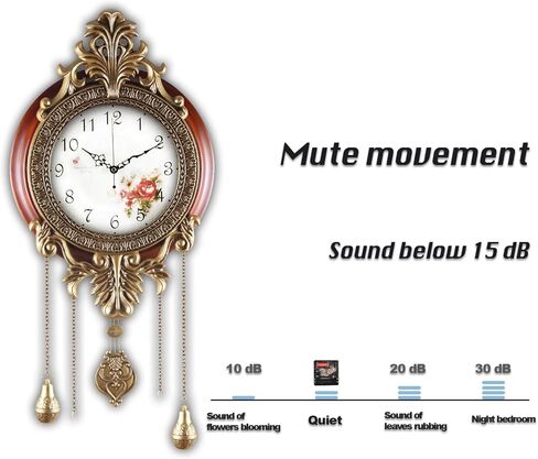 Aero Snail Large Size Retro Vintage Imperial Style Elegant Silent Wood Metal Wall Clock with Swinging Pendulum in Saudi Arabia