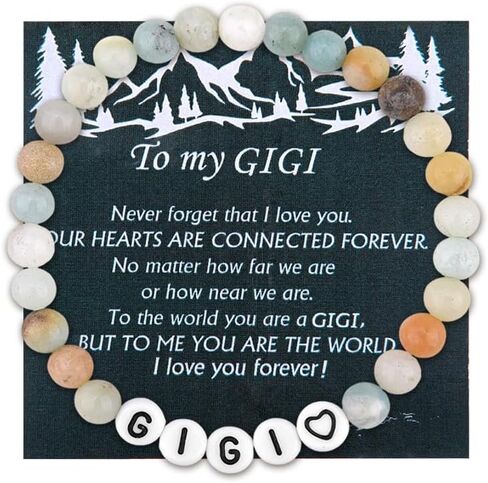 Sisadodo Grandma Christmas Birthday Gift for Nana Nanny Nan Mama Natural Stone Bracelet for Mimi Gigi Gift from Granddaughter Grandson in Saudi Arabia