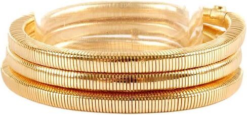 Rosemarie & Jubalee Women's Sleek And Stylish Omega Chain Coil Stretch Bracelet Set, 7.25" in Saudi Arabia