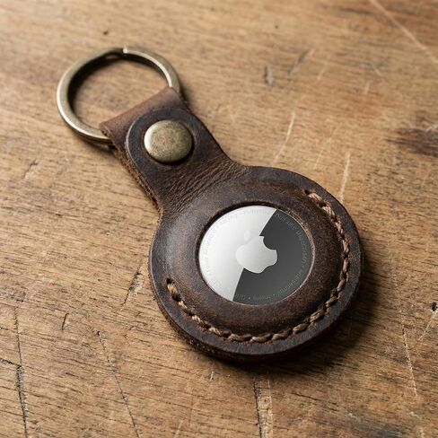 حامل سلسلة مفاتيح من الجلد الأصلي مصنوع يدويًا من Faradaybag لعلامة Apple AirTag - حافظة واقية وإكسسوار حلقة مفاتيح (متوافق مع AirTag) in Saudi Arabia