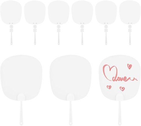 10Pcs Plastic Round Hand Fan Blank Hand Fans Bulk Flat Round PVC Clear Summer Transparent Chinese Style Handheld Decorative Printable Fans for Dancing Performance Wedding DIY Craft Decoration in Saudi Arabia