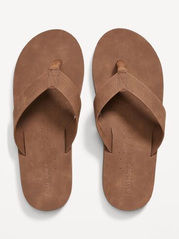 Old Navy Faux-Leather Flip-Flop Sandals for Men - Cognac Brown in Saudi Arabia