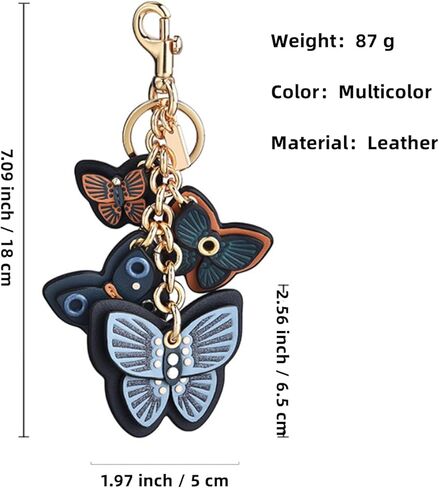 JTMY Stylish Leather Butterfly Keychain Charm Garden Insect Key Ring for Women Girls Bags Handbags Purses Belt Accessories in Saudi Arabia