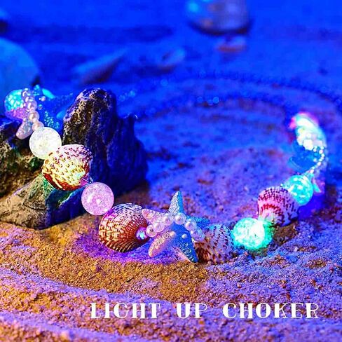 Fstrend Boho Starfish Shell Choker Necklace Light Up White Pearl Beach Chain Seashell Led Necklaces for Women in Saudi Arabia