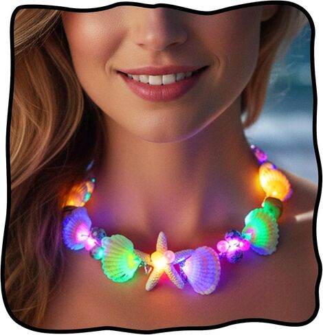 Fstrend Boho Starfish Shell Choker Necklace Light Up White Pearl Beach Chain Seashell Led Necklaces for Women in Saudi Arabia