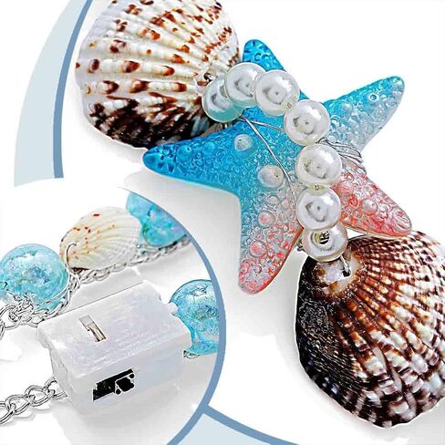 Fstrend Boho Starfish Shell Choker Necklace Light Up White Pearl Beach Chain Seashell Led Necklaces for Women in Saudi Arabia