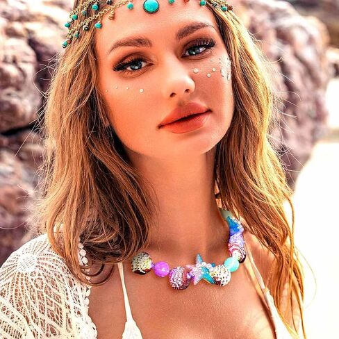 Fstrend Boho Starfish Shell Choker Necklace Light Up White Pearl Beach Chain Seashell Led Necklaces for Women in Saudi Arabia