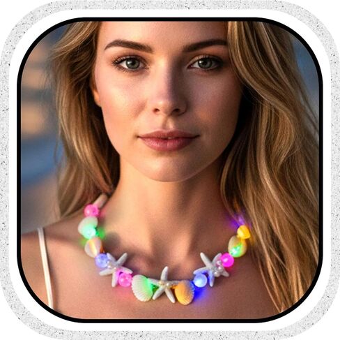 Fstrend Boho Starfish Shell Choker Necklace Light Up White Pearl Beach Chain Seashell Led Necklaces for Women in Saudi Arabia
