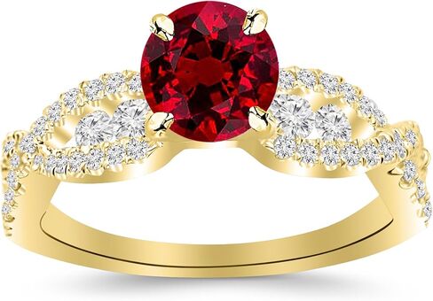 2.6 Carat 14K White Gold Designer Twisting Eternity Channel Set Four Prong Diamond Engagement Ring with a 2 Carat Natural Ruby Center (Heirloom Quality) in Saudi Arabia