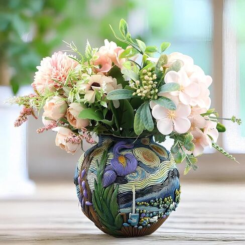 Starry Night Vase Plant Pot Unique Planters for Indoor Plants and Outdoor Plants - Unique Plant Pots and Vases for Home Decor Pot Comes with a Drainage Hole in Saudi Arabia