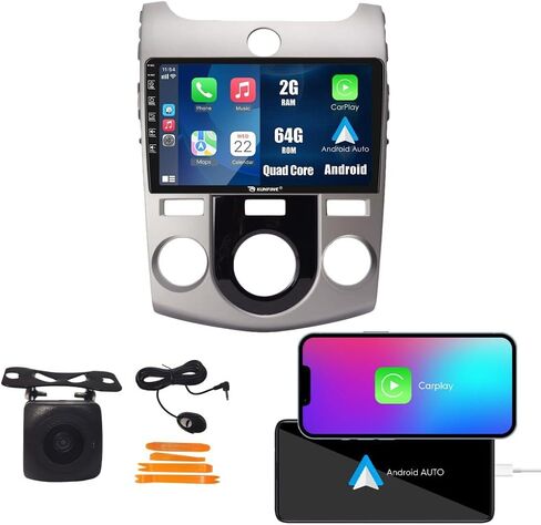Kunfine Car Carplay Android Auto Navigation Sstereo GPS Display 9 "IPS Touchscreen Headunit Tablet Pad Player for Kia Forte 08-17 ، إن أمكن in Kuwait