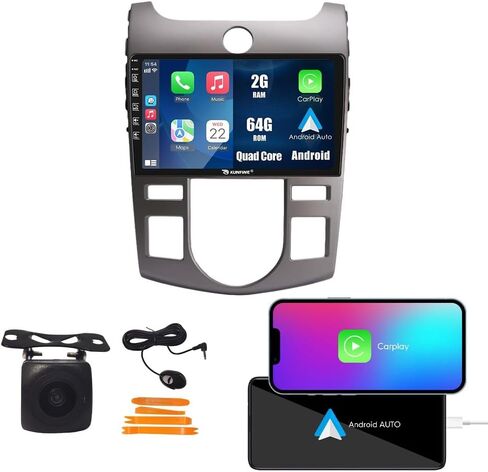 Kunfine Car Carplay Android Auto Navigation Sstereo GPS Display 9 "IPS Touchscreen Headunit Tablet Pad Player for Kia Forte 08-17 ، إن أمكن in Kuwait