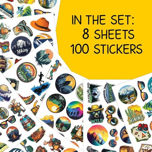 100pcs ملصقات المشي لمسافات طويلة - ملصق في الهواء الطلق ، مغامرة ، معسكرات شارات مقاوم للماء لزجاجات المياه محمول أمتعة كمبيوتر محمانية المراهقين البالغين in Kuwait