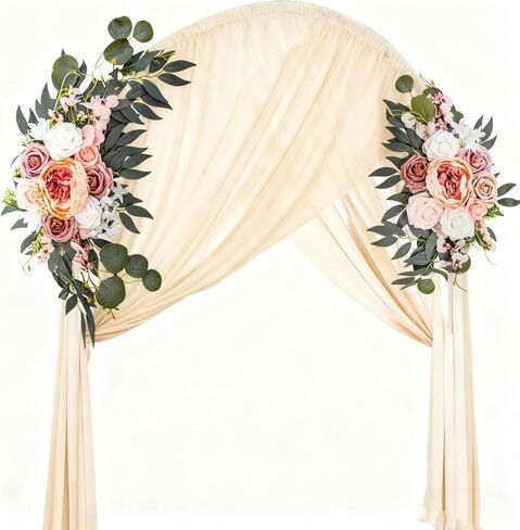 2 حزمة زهور قوس الزفاف الاصطناعية، 28 "/ 20" مجموعة ترتيب غنيمة الأزهار، علامات ترحيب الزفاف مجموعة زينة الأزهار لحفل الاستقبال، ديكور طاولة خلفية، الستارة غير متضمنة in Kuwait