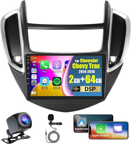 Hikity for Chevrolet Chevy Trax 2014 2015 2016 Android Car Stereo Radio with Wireless Carplay Android Auto ، 2+64g 9 inch touchscreen Radio WiFi GPS Mavigation Bluetooth FM RDS EQ Mirror Link in Kuwait