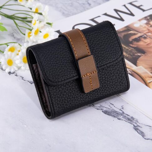 Credit Card Holder Wallet,Stylish and Portable Leather Design for Credit Cards, Business Cards，with 11 Card Slots - Black in Saudi Arabia