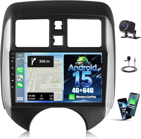 2G+64G CAR Radio for Nissan Versa Note 2014-2016 مع Carplay Wireless Android Auto ، 9 بوصة الشاشة التي تعمل باللمس لراديو الدعم مرآة رابط WiFi GPS Bluetooth FM RDS EQ SWC Camrea in Kuwait