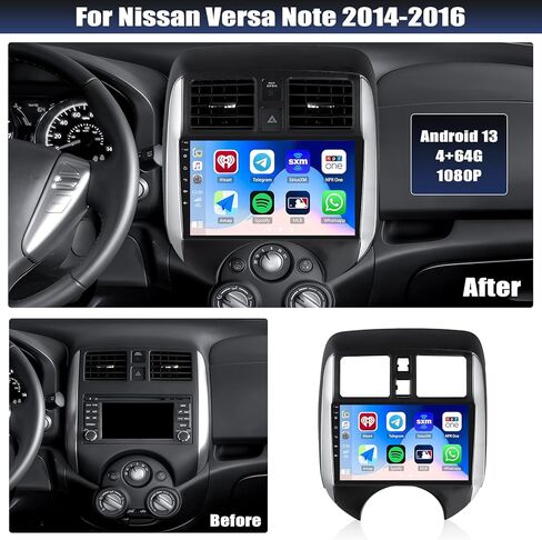 2G+64G CAR Radio for Nissan Versa Note 2014-2016 مع Carplay Wireless Android Auto ، 9 بوصة الشاشة التي تعمل باللمس لراديو الدعم مرآة رابط WiFi GPS Bluetooth FM RDS EQ SWC Camrea in Kuwait