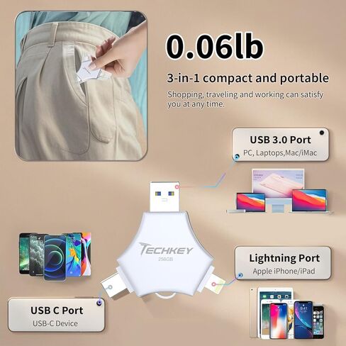محرك أقراص USB 3.0 فلاش 64 جيجا بايت لجهاز iPhone ، 3in1 عصا تخزين حارس مرمى الصور الخارجي لالتقاط الصور/الفيديو/البيانات الاحتياطية ، V4.46HIGH in Kuwait
