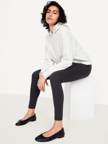 Old Navy High-Waisted Jersey Fashion Layering Leggings - Gray Houndstooth in Kuwait