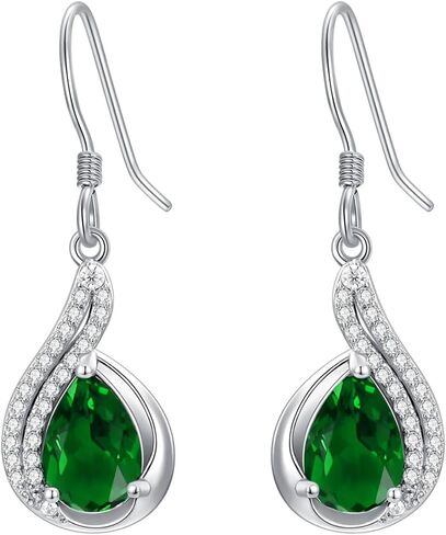 Lvoryance 1.5CT Gemstone Earrings for Women 925 Sterling Silver 6mm * 9mm Pear Cut Birthstone Drop Dangle Earrings in Saudi Arabia