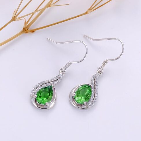 Lvoryance 1.5CT Gemstone Earrings for Women 925 Sterling Silver 6mm * 9mm Pear Cut Birthstone Drop Dangle Earrings in Saudi Arabia